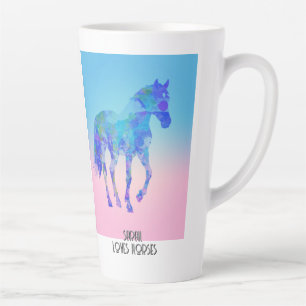 horse pink blue Latte Mug