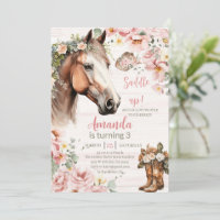 Horse Pink Floral Girl Saddle Up Cowgirl Birthday