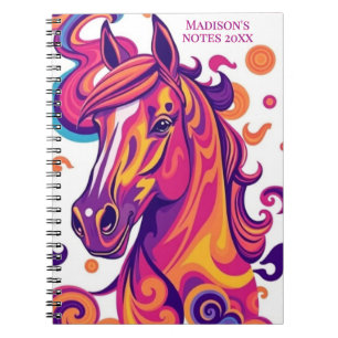 Horse pink purple yellow white girls notebook