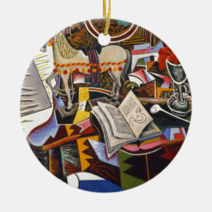 Horse Pipe Red Flower by Joan Miro Ceramic Ornament