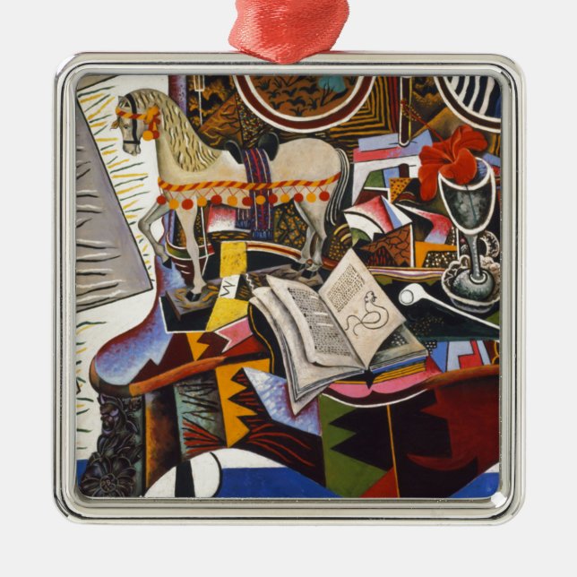 Horse Pipe Red Flower by Joan Miro Metal Ornament (Front)