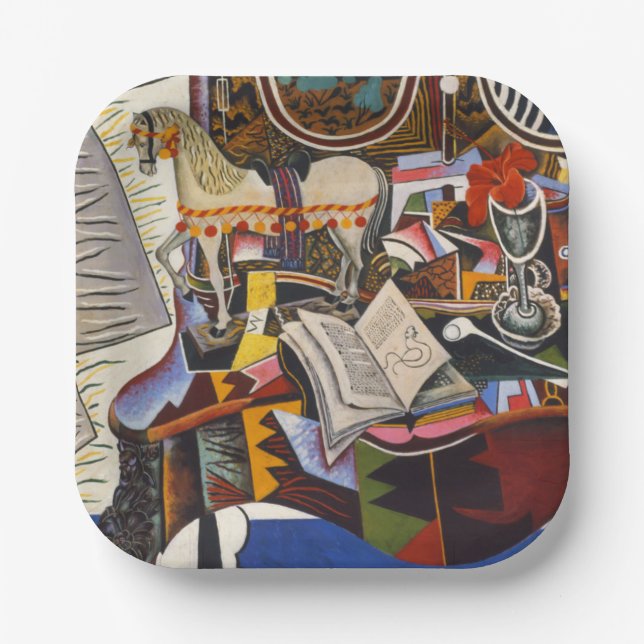 Horse Pipe Red Flower by Joan Miro Paper Plate (Front)