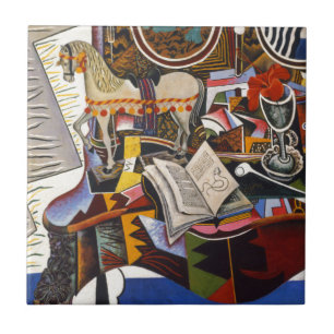 Horse Pipe Red Flower by Joan Miro Tile