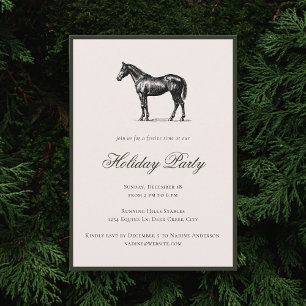 Horse Plaid Festive Christmas Holiday Party Invitation
