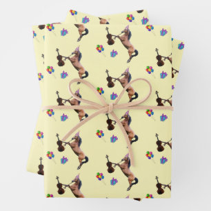 Horse Playing The Violin Birthday  Wrapping Paper Sheet