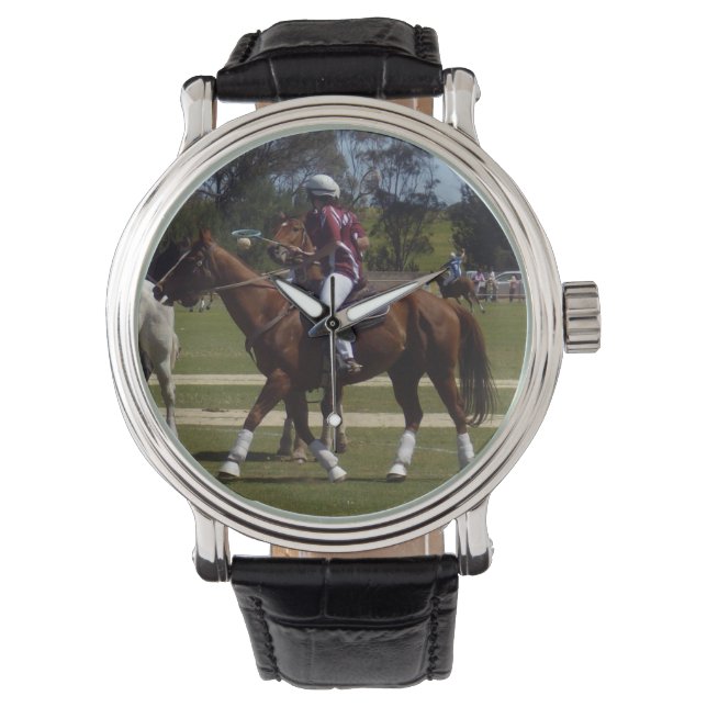 Horse Polo Lacrosse, On A Fabulous Wrist-Watch. Watch (Front)