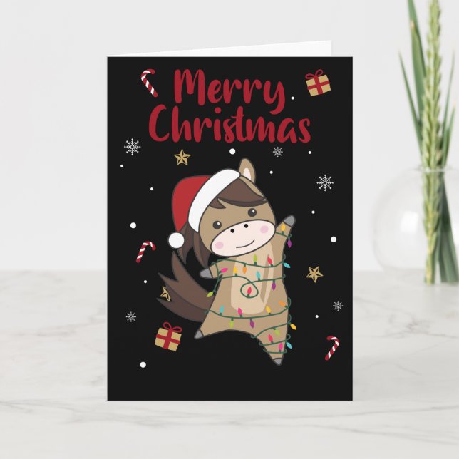 Horse Pony Christmas Snow Winter Animals Horses Ca Card (Front)