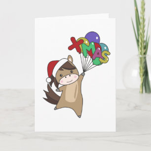 Horse Pony Christmas Snow Winter Animals Horses Card