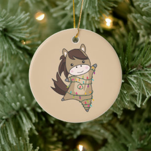 Horse Pony Christmas Snow Winter Animals Horses Ce Ceramic Ornament