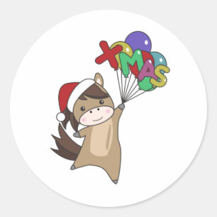 Horse Pony Christmas Snow Winter Animals Horses Classic Round Sticker