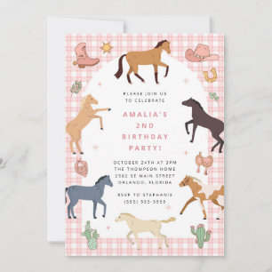 Horse Pony Saddle Up Cowgirl Girl Birthday Invitation