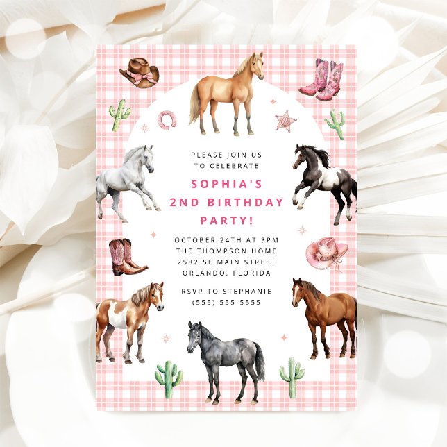 Horse Pony Saddle Up Cowgirl Girl Birthday  Invitation (Creator Uploaded)