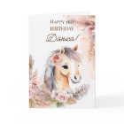 Horse pony with pastel boho flowers birthday