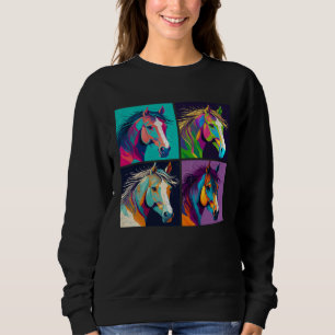 Horse Pop Art Design Illustration Colorful Animal  Sweatshirt
