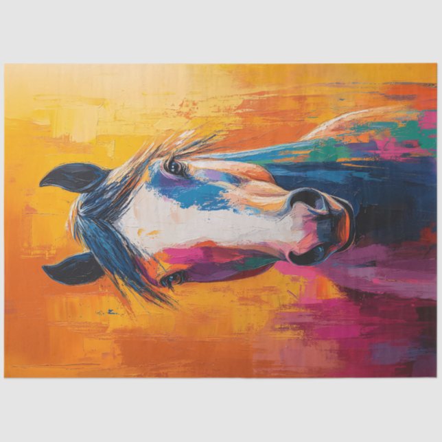 Horse Pop Art Style Digital Painting Decoupage Tissue Paper (Front)