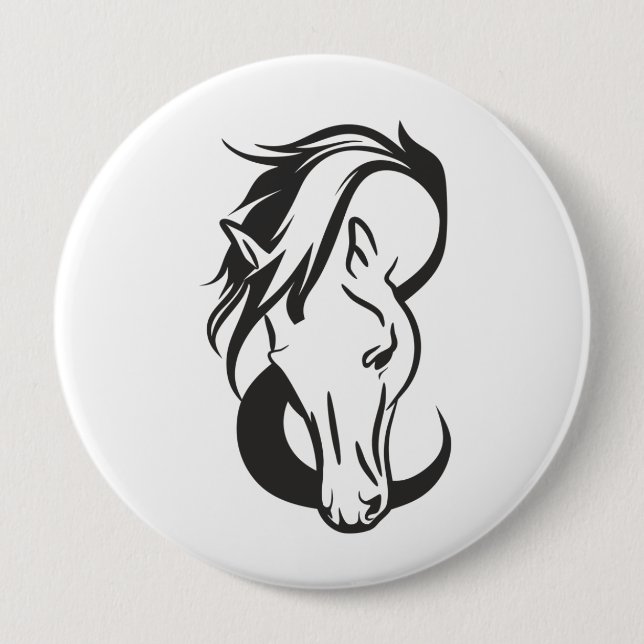 Horse portrait, 10 cm round badge (Front)
