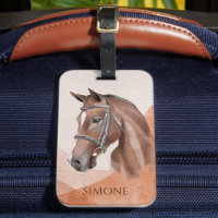 Horse portrait brown personalised name equestrian