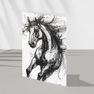 Horse Portrait Hand Drawn Sketch Card