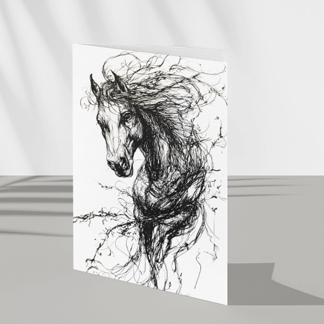 Horse Portrait Hand Drawn Sketch Card (Creator Uploaded)