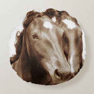 Horse Portrait III Round Cushion