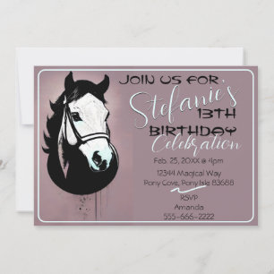 Horse Portrait in Mauve Invitation