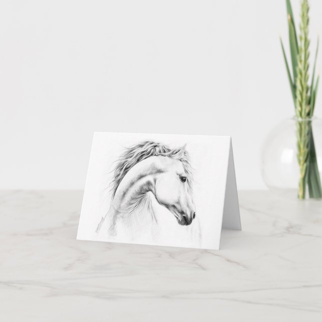 Horse portrait pencil drawing Equestrian art Card (Front)