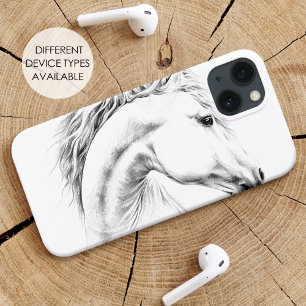 Horse portrait pencil drawing Equestrian art iPhone Case