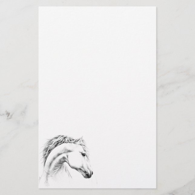 Horse portrait pencil drawing Equestrian art Stationery (Front)