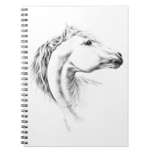 Horse portrait pencil drawing Spiral notebook