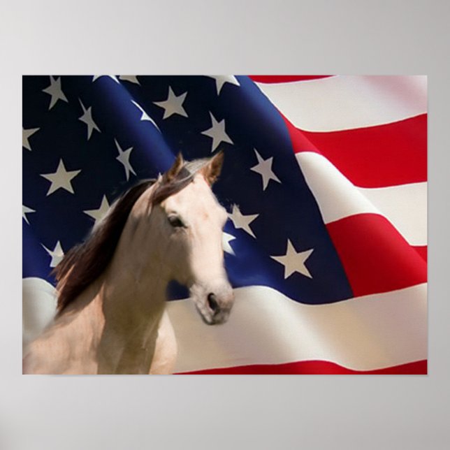 Horse Poster American Flag (Front)