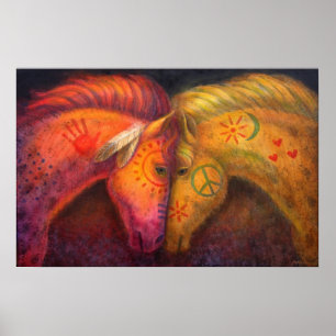 Horse Poster War Peace Horses Western Animal Art