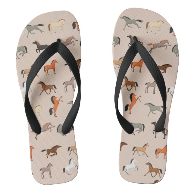 Horse Print Pattern, Boys Girls & Kids, Horse Gift Thongs (Footbed)