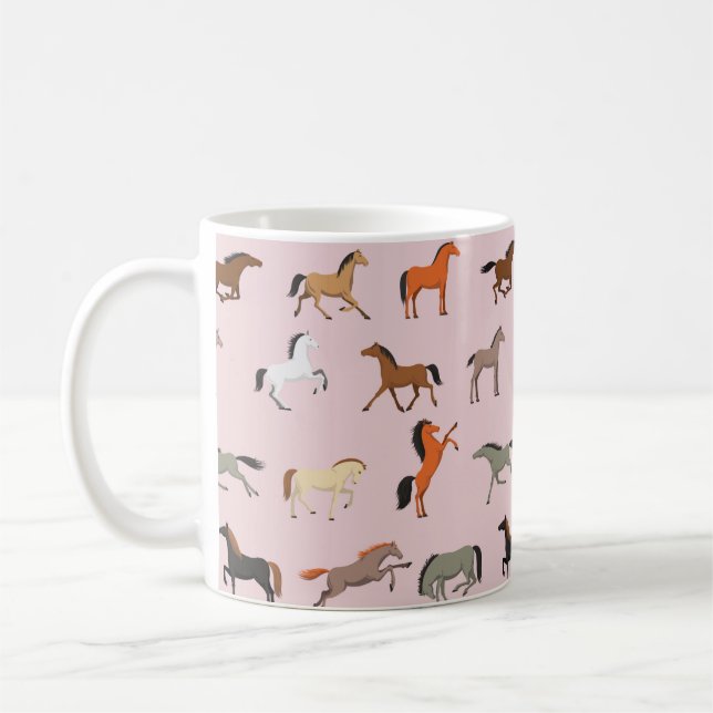Horse Print Pattern, Women & Girls Kid, Cowgirl Coffee Mug (Left)