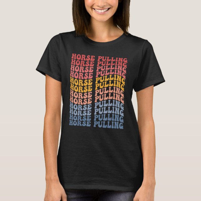 Horse Pulling Groovy Retro Sports T-Shirt (Front)