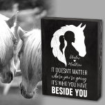Horse quote horse and girl horse lover black wooden box sign<br><div class="desc">Horse quote wooden box sign with horse and girl silhouette,  personalized horse lover wooden box sign,  cowgirl,  equestrian wooden box sign. Available on more items. Personalize it with your own text. Custom horse wooden box sign.</div>