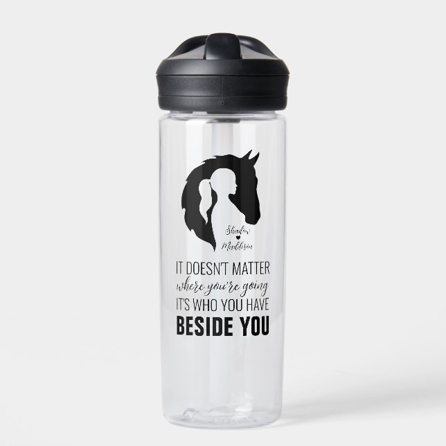 Horse quote horse and girl horse lover water bottle (Front)