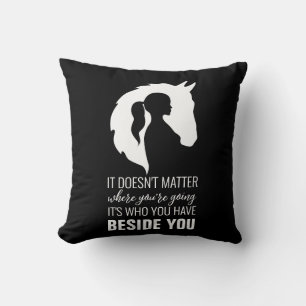 Horse quote horse girl horse lover black  cushion