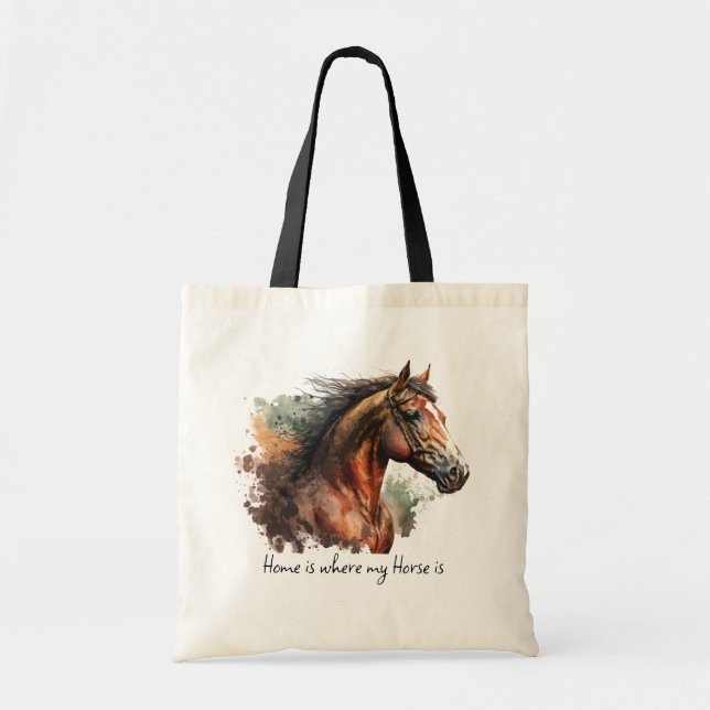 Horse Quote Watercolor Custom Photo Riding  Tote Bag (Front)