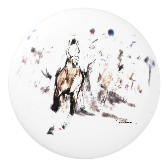 Horse Race Ceramic Knob (Front)
