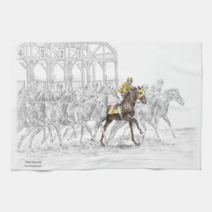 Horse Race Starting Gate Tea Towel