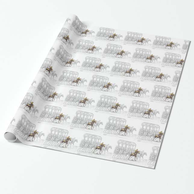 Horse Race Starting Gate Wrapping Paper (Unrolled)