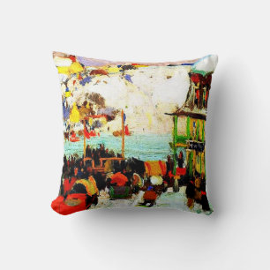 Horse Races in Winter by Clarence Gagnon Cushion