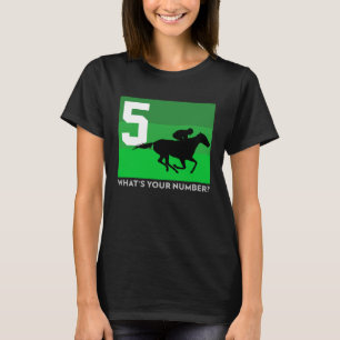 Horse Racing  5 Saddle Cloth Number Five Green Sad T-Shirt