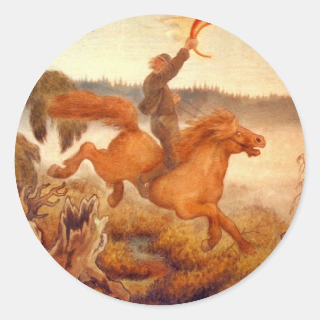 Horse Racing Across the Grass 1902 Classic Round Sticker (Front)