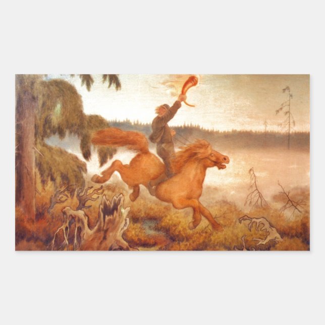 Horse Racing Across the Grass 1902 Rectangular Sticker (Front)