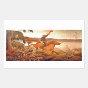 Horse Racing Across the Grass 1902 Rectangular Sticker