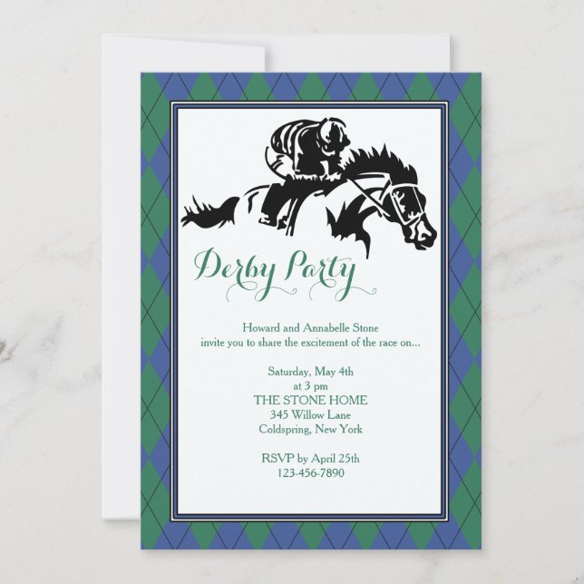 Horse Racing Argyle 2 Invitation (Front)