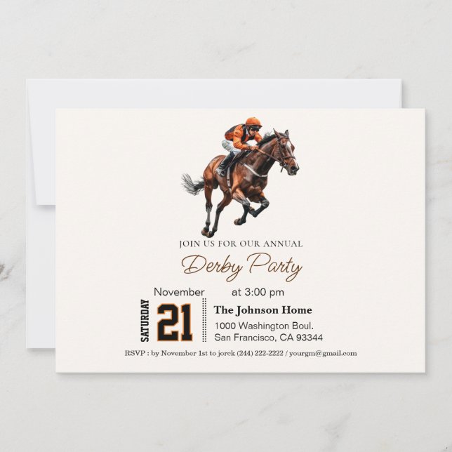 Horse Racing Birthday Derby Party Invitation (Front)