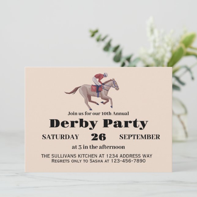 Horse Racing Birthday Derby Party  Invitation (Standing Front)