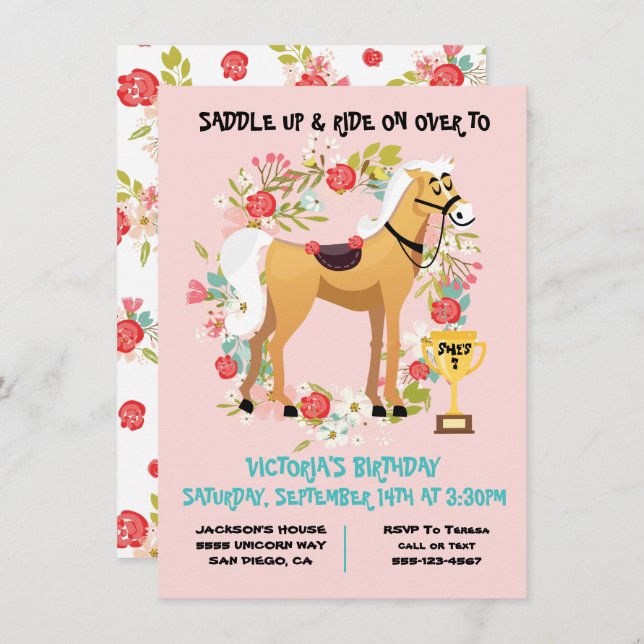 Horse Racing Birthday Party Invitation (Front/Back)
